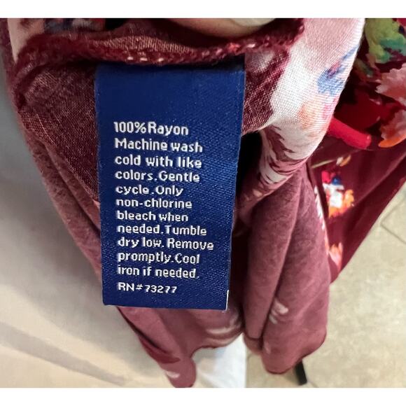 Apt. 9 Women's Challis Maxi Side Slits Maroon Floral Dress Size L - Picture 10 of 10